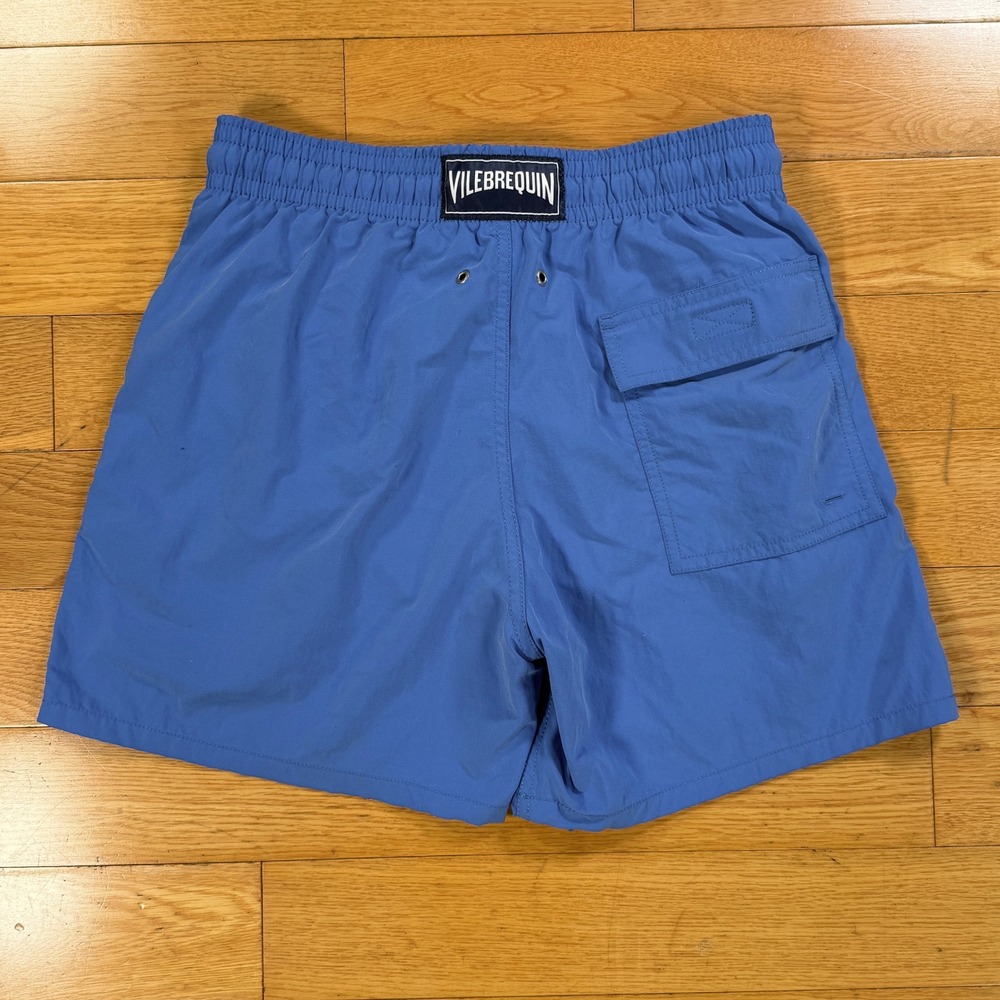 Vilebrequin Mens Small Water-Change Piranha Pattern Swim Shorts Blue Trunks